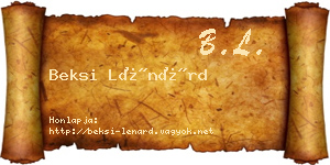 Beksi Lénárd névjegykártya